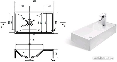 Умывальник Эстет Мини 40x22 1-0020
