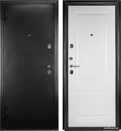 Металлическая дверь Guard Классика MG60 97х205 левая (черное серебро/белый ясень)