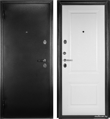 Металлическая дверь Guard Классика MG60 97х205 левая (черное серебро/белый ясень)