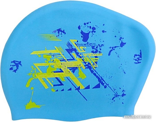 Шапочка для плавания Elous EL006 (геометрия, голубой)
