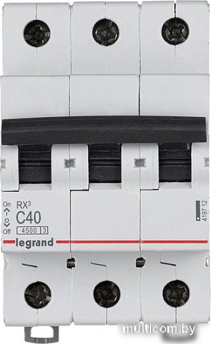 Выключатель автоматический Legrand RX3 3P C 40A 4.5кА 3M 419712