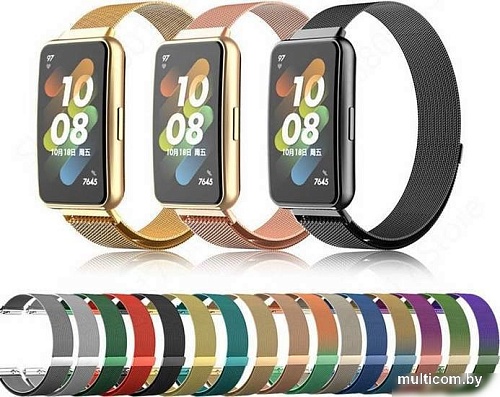 Браслет Rumi Milanese loop металлический для Huawei Band 7 (черный)