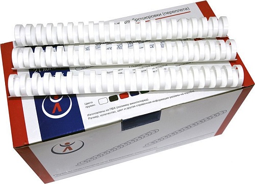 Пластиковая пружина для переплета РеалИСТ Пластик 28 мм (белый)