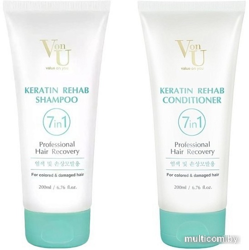 Кондиционер Von-U Keratin Rehab шампунь 200 мл + кондиционер 200 мл