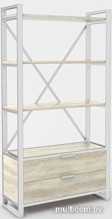 Стеллаж Hype Mebel Стандарт Люкс 80x200 (белый/древесина белая)