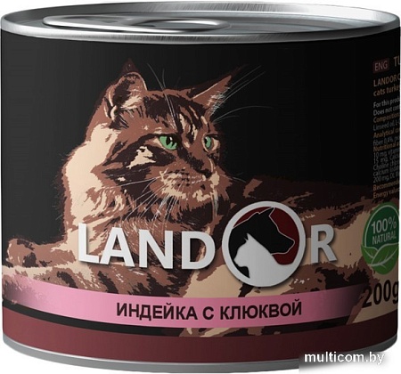Консервированный корм для кошек Landor Adult Turkey with Cranberries 200 г