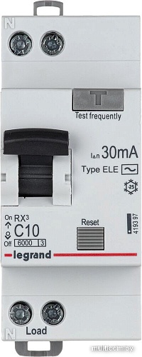 Дифференциальный автомат Legrand RX3 1P+N C 10А 30мА 6кА 2М AC 419397