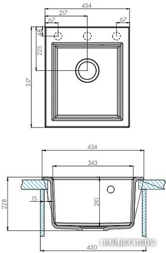Кухонная мойка Акватон Линеа 43 (графит)