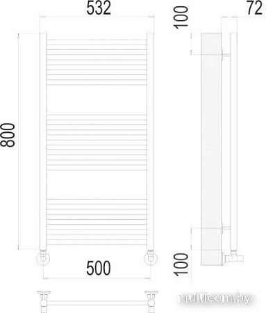 Полотенцесушитель TERMINUS Аврора П16 500х800 нп (матовое золото)