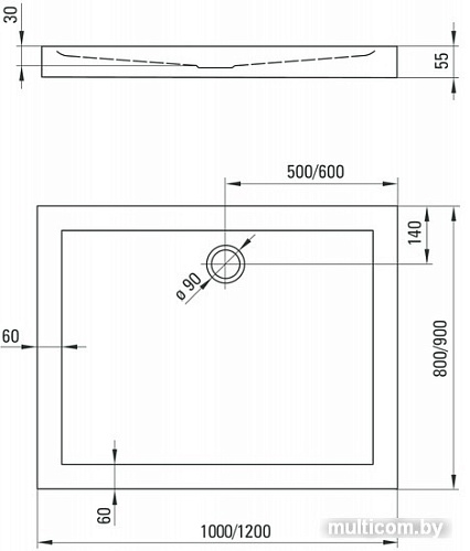 Душевой поддон Deante Minimal 100x90 KTN 045B