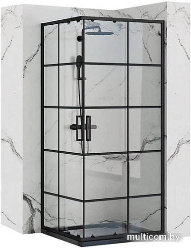 Душевой уголок Rea Concept 90x90 (черный/прозрачное стекло)