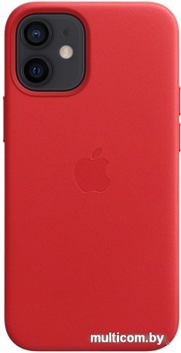 Чехол Apple MagSafe Leather Case для iPhone 12 mini (алый)