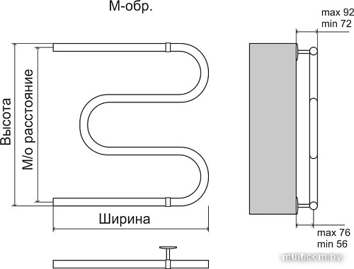 Полотенцесушитель TERMINUS Эконом М-обр AISI 32x2 (500x600)