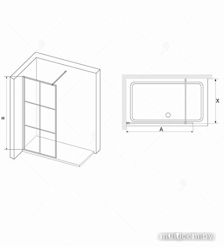 Душевая стенка RGW WA-011B 100 (черный/прозрачное стекло)