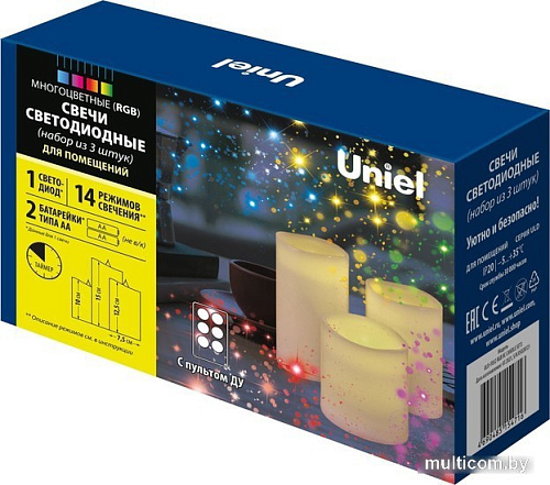 Новогодняя свеча Uniel ULD-F052 RGB RC CANDLE SET3 UL-00007259