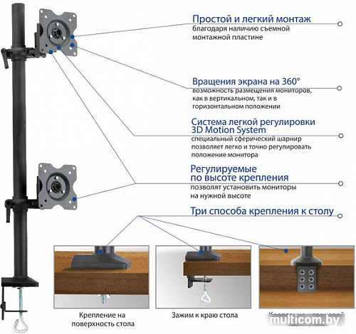 Кронштейн Kromax OFFICE-5 (темно-серый)