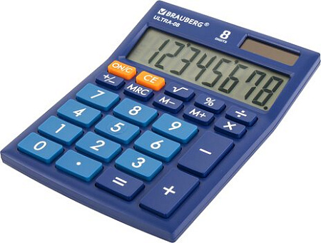 Бухгалтерский калькулятор BRAUBERG Ultra-08-BU 250508 (синий)