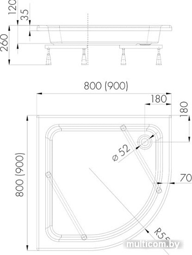 Душевой поддон Iregio 90x90 LDBR214
