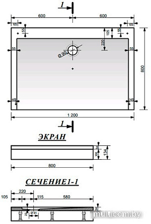 Душевой поддон Эстет Каппа 120x80 [3-0008]