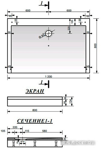 Душевой поддон Эстет Каппа 120x80 [3-0008]