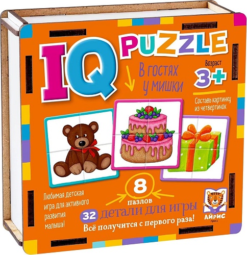Мозаика/пазл Айрис-Пресс IQ деревянный. В гостях у мишки 3+ 9785811282487