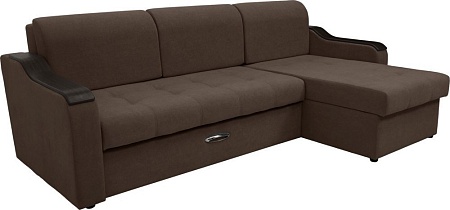 Диван Сириус Лидер-3 с оттоманкой ППУ 260x165 (Eva 26 велюр коричневый)