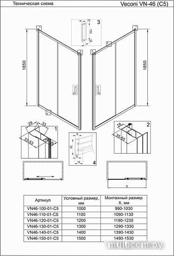 Душевая дверь Veconi VN-46 VN46-110-01-C5
