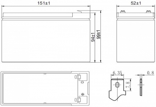 Аккумулятор для ИБП Delta HR 12-24W (12В/6 А·ч)