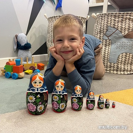Развивающая игра Брестская Матрешка C георгинами и ромашками (набор 7 шт)