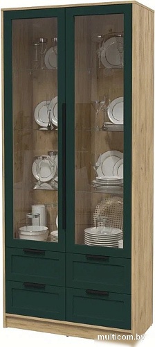 Шкаф-витрина Интерлиния Концепт Тренд КТ-ШВ2 (дуб золотой/изумруд)