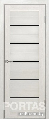 Межкомнатная дверь Portas S22 60x200 (французский дуб, стекло lacobel черный лак)