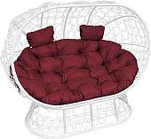 Садовый диван M-Group Лежебока 11190102 (на подставке с белым ротангом/бордовая подушка)