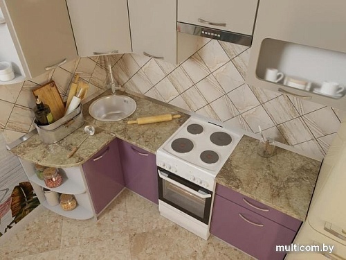 Угловая кухня ВерсоМебель Эко-5 1.2x2.1 левая (северное дерево светлое/сев дерево темное)