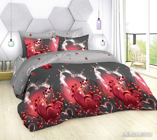 Постельное белье Миланика Пламя 1.5сп (поплин)