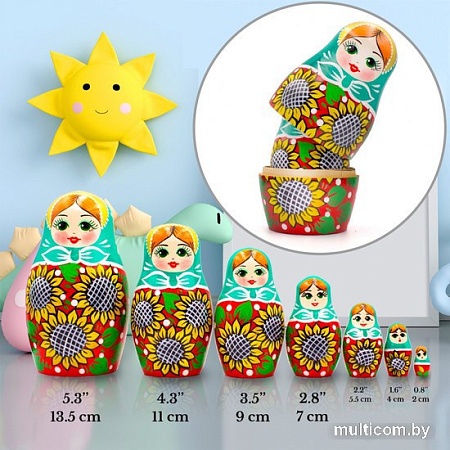 Развивающая игра Брестская Матрешка В сарафане с подсолнухами (набор 7 шт)
