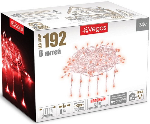 Световой дождь Vegas 55027 192 LED (красный)
