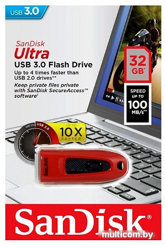 USB Flash SanDisk Ultra USB 3.0 64GB (красный) [SDCZ48-064G-U46R]