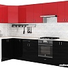 Готовая кухня S-Company Клео глосc 1.2x3.0 левая (черный глянец/красный глянец)