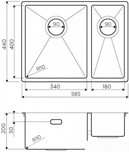 Кухонная мойка Omoikiri 58-2-U/IF IN-R