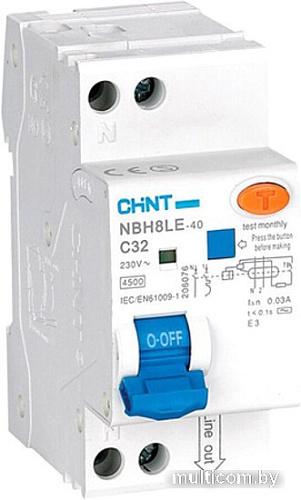 Дифференциальный автомат Chint NBH8LE-40 1P+N 16A 30mA С 4.5kA (R) 206062