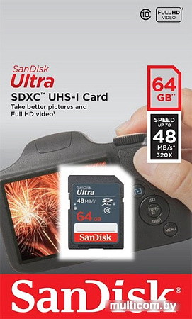 Карта памяти SanDisk Ultra SDXC Class10 64GB [SDSDUNB-064G-GN3IN]
