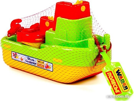 Игрушечный транспорт Полесье Набор №402, буксир Лагуна кор. №4 41227 (зеленый/красный/желтый)