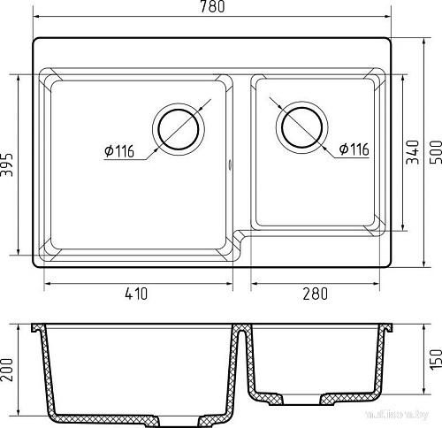 Кухонная мойка GranFest GF-LV-780K (черный)
