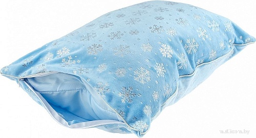 Декоративная подушка Домашняя Мода Новогодний принт (50х35, голубой)