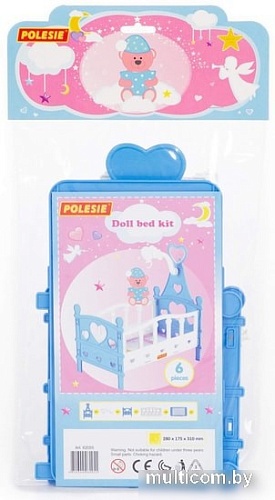 Кроватка для кукол Полесье сборная №3 62055 (6 элементов, голубой/белый)