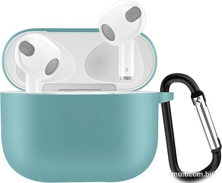 Чехол Sundays для AirPods 3 с карабином (голубой)