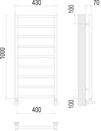 Полотенцесушитель TERMINUS Контур П9 400x1000 (хром)