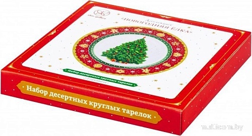 Набор десертных тарелок Elan Gallery Новогодняя елка 420678 (узор New Bone China)