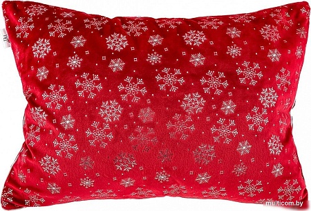 Декоративная подушка Домашняя Мода Новогодний принт (50х35, бордо)