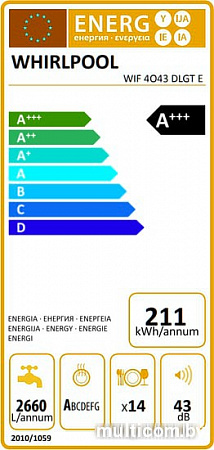 Посудомоечная машина Whirlpool WIF 4O43 DLGT E